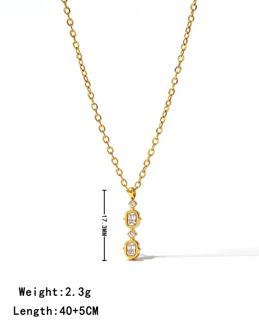 The Linear Deco Drop Titanium Steel Geometric Necklace in Gold